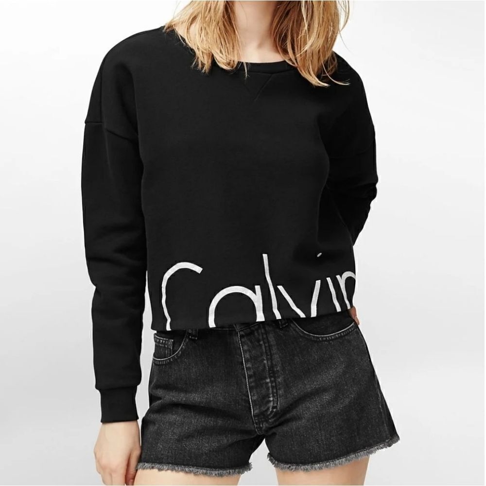Calvin Klein Performance Black Crew Long Sleeve Crop Top